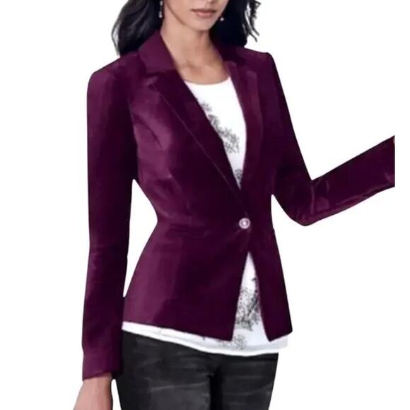 White House Black Market Velvet Blazer Purple Stretch Office Dark Academia Work - Picture 1 of 9